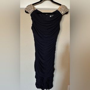 NWOT JS Boutique cocktail navy dress.
